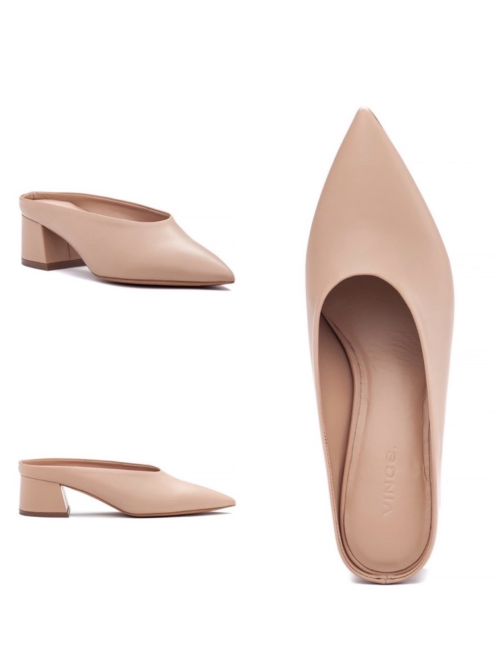 Vince Ralston Leather Pointy Toe Mule in Nude Size 9.0 - Picture 3 of 16